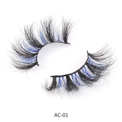 China 25mm Colored Mink Eyelashes Real Colored Mink Lashes Colored Bright Blue Red Mixed Color Lashes for sale