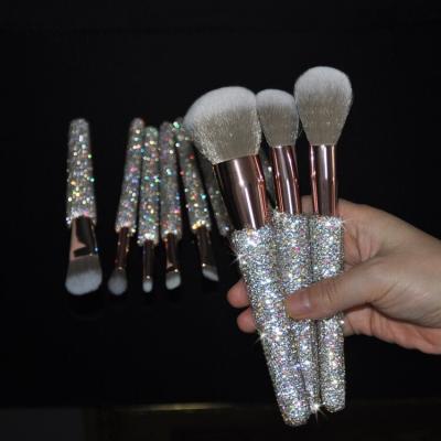 China Angular Blush Wrapped Rhinestone Beauty Makeup Tools 12 Piece Set Rhinestone Makeup Brush Set for sale