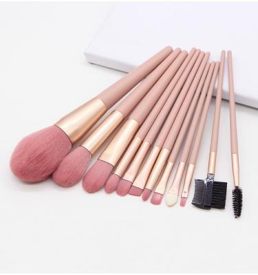 China Angular Blush Makeup Brush High Quality Light Pink Box Custom Logo Luxury Eye Brushes Makeup Brushes for sale