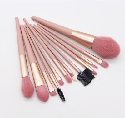 China Angular Blush 7pcs 12pcs Private Label Pink Eco Friendly Makeup Brushes Makeup Brush Set Custom Natural Hair for sale