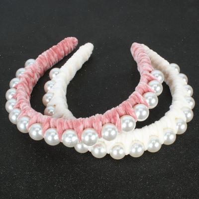 China Custom Central Statistical Institute of Korea women fashion Korean simple hair band pearl headband and girl hair accessories women for sale