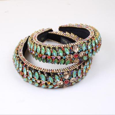 China Korea Wholesale Luxury Jewelry Fashionable Handmade Headband Diamond Women Padded Crystal Rhinestone for sale