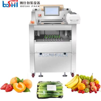 China Fully automatic food vegetable fruit meat cling film wrapping packing machine en venta