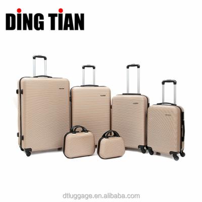 China 1 Set Luxury Daily 6 Pcs Travel Trolley Bags Vintage ABS Fashionable Carry On Luggage Plastic Suitcase Sets With 12/14 Inch Makeup Boxes for sale