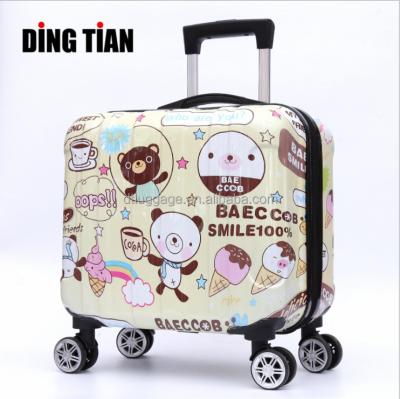 China Factory Direct Cute Printed 16 Inch Daily Travel Luggage ABS PC Trolley Suitcases Bags For Kids for sale