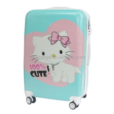 China Hard Shell Trolley Luggage Picture Luggage Kids Travel Suitcase Printing PC Shenzhen Spinner Code Lock Trolley Royal Inner 100% Aluminum System NC; GUA for sale