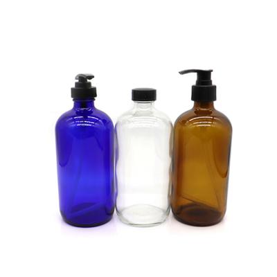 China Logo Recyclable Toiletries Bottle Boston Customizable High Quality Eco Friendly Recyclable Round Glass Bottles for sale