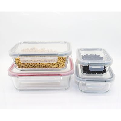 China Glass Bento Box Lunch Box Leak Proof Food Meal Prep Containers Set Locking Lids for sale