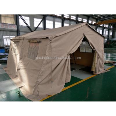 China Straight Bracing Type Canopy Tent Khaki Color House Tent Outdoor Camping Military Canvas Tents for sale