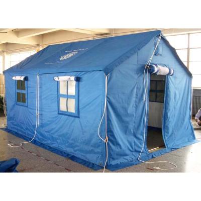 China Straight Brace Type 12 m2 Blue Color Single / Double Layer Canvas Fabric Army Relief Tent Military Disaster Tent for sale