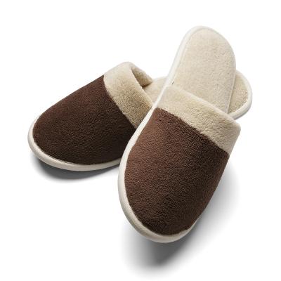 China Hotel Coral Slippers Toe End Polyester Fashion Trend Fleece Bedroom Slippers Disposable Soft Slippers For Women for sale