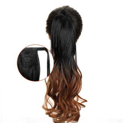 China Wrap 12 Around Clip In Heat Resistant Synthetic Natural Wave Pony Tail Fake Hair Ponytail Hair Extension MJ-JF001 for sale