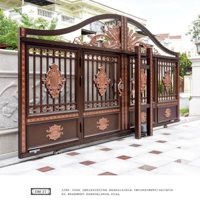 China New Style Modern Entrance Art Door Courtyard Metal Aluminum Art Double Open Gate for sale