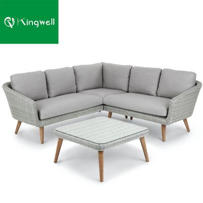 China Foshan Modern Furniture Outdoor Teak Wood Sofa Set Patio Garden Sofa Rattan Furniture for sale