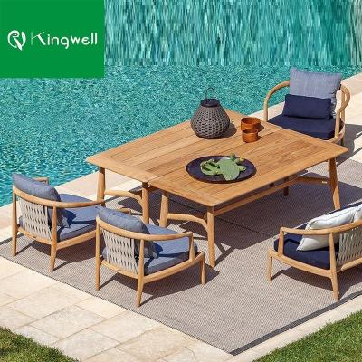 China Modern hot sale teak garden furniture patio luxury yard outdoor weaving sofa with factory price for sale