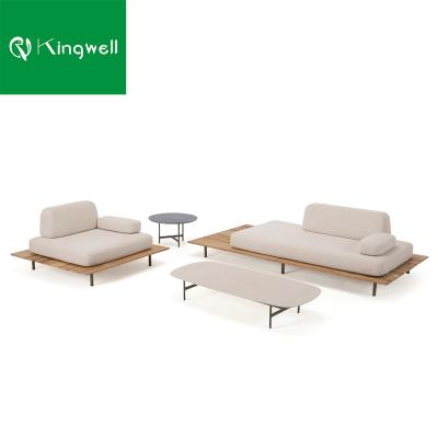 China Modern China 3 Piece Outdoor Furniture Teak Garden Sofa Set With Cushions for sale