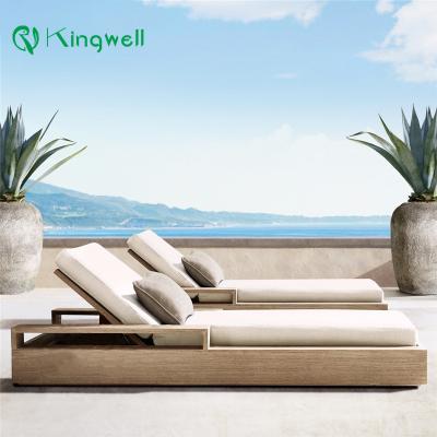 China Modern Outdoor Patio Furniture Wooden Sun Lounger Chaise Lounge Chair For Hotel for sale