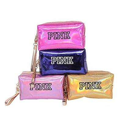 China Cute Fashion Zipper Holographic Toiletry Make Up Bag Cosmetic Bag Laser Organizer for sale