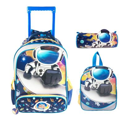 China 3 Sets Waterproof Trolley School Backpack Bag+Kids backpack+Pencil Case Bag For College Student for sale