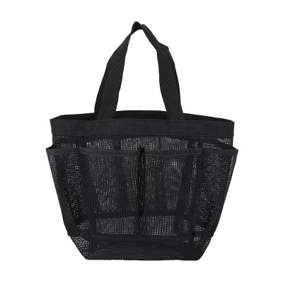 China 2020 Solid Mesh Toiletry Bag Handle Beach Bag Make Up Organizer Storage Mesh Function Makeup Bucket Women Cosmetic Bag Travel High Quality for sale