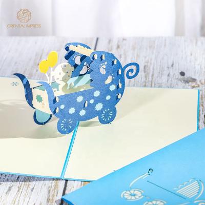 China Universal Cute Newborn Baby Boy Little Pop Greeting Card With Envelope for sale