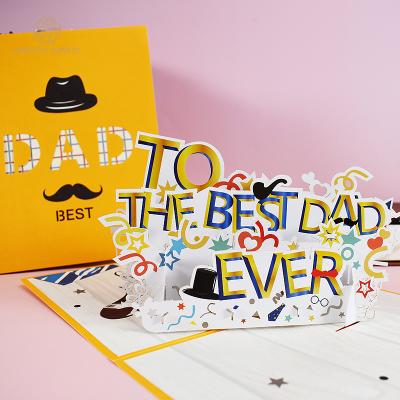 China Universal Best Dad 3D Birthday Greeting Card Bulk Pop Up Father's Day Card for sale