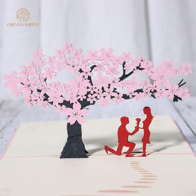 China Cherry Blossom Tree Pop Universal Couples Card Romantic Valentine's Day Small Greeting Cards for sale