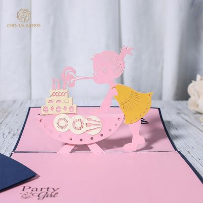 China Universal Custom 3D Pop Up Folding Birthday Greeting Card For Kids for sale