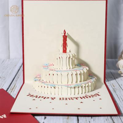 China Universal Factory Price Pop Up Birthday Cake Greeting Card 3D Happy Birthday Cards for sale