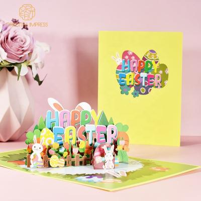 China Custom Universal Happy Easter Card Bunny Greeting Card 3D Easter Pop for sale