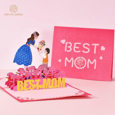 China Universal Best Mum 2022 3D Card Handcrafted Pop Up Mother's Day Greeting Card for sale