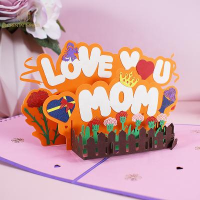 China Wholesale Universal 2022 3D Birthday Card Love You Mom Pop Up Greeting Card For Mother's Day for sale