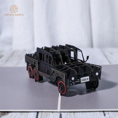 China Universal Cool Pop Up Jeep Car Greeting Card 3D Cool Pop Up Paper Card for sale