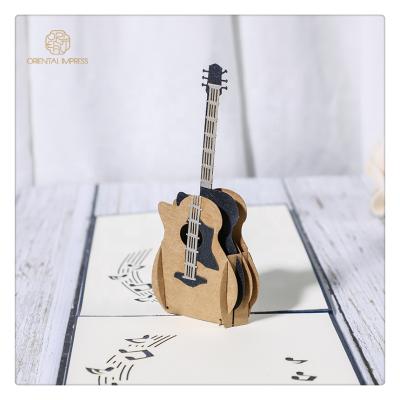 China Universal 3D Newcomer 2022 Pop Up Guitar Greeting Cards With Envelopes for sale