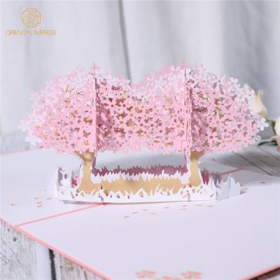 China Handicraft Pop Cherry Blossom Sakura Paper Universal Luxury Greeting Card for sale