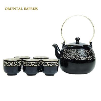 China Viable Cizhou Kiln Black Luster Teapot Set Chinese Tea Set Tea Set Gift for sale