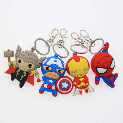 China customized toys make 3D Cartoon Anime Captain America Rubber Keychain Custom Pvc Key Chain for sale