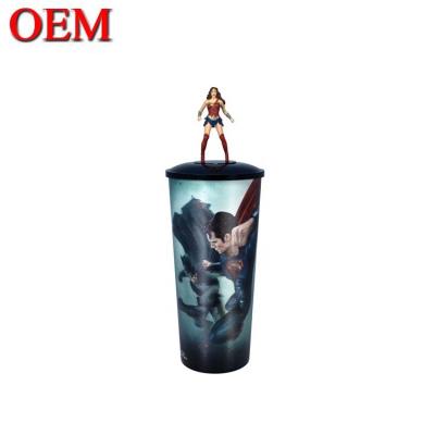 China Customized Cute Plastic Topper Character Cup Topper Figurine oem cartoon figure cup for sale