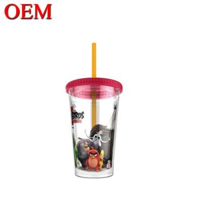 China Custom Figure Double Walled Plastic Straw Cup Reusable Water Cup OEM Plastic Toy Factory for sale