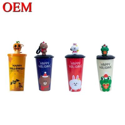 China Custom Your Own PVC 3d Cartoon Figure Cup Plastic 3d Topper Figure Toy for sale