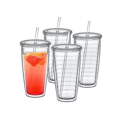 China Acrylic Tumbler With Lid And Straw Double Wall Mixed-Color Reusable Plastic Cups With Your Own Design for sale