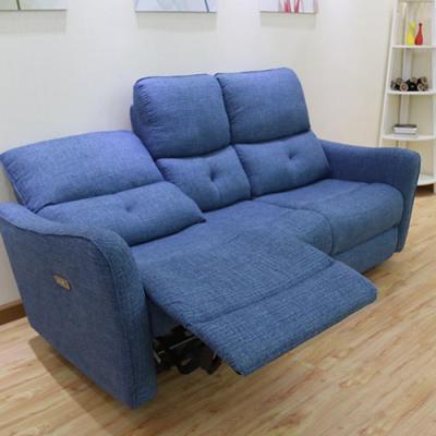 China (Size) Hot Selling Adjustable Two-Seat Italian Fabric Sea Blue Electric Sofa With Coffee Table Lift Chair Recliner Sofa for sale