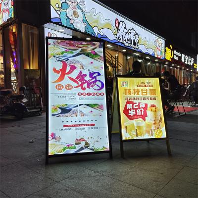 China Portable LED Power Storage Folding Design Advertising Light Stand Illuminated Floor Outdoor Light Advertising Board for sale