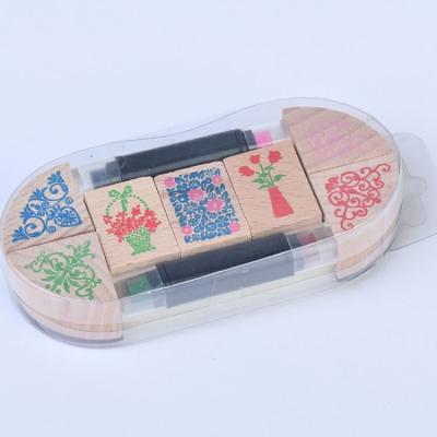 China Environmental friendly new design factory wooden stamp set customized eco-friendly wooden stamp for sale