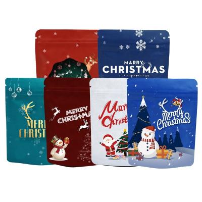 China Food Grade Moisture Proof Plastic Printed Red Aluminum Foil Zip Lock Pouches Stand Up Zipper Christmas Gift Cookie Bag Pouch For Candy for sale