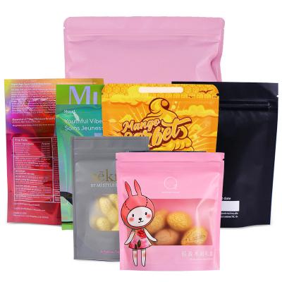 China Food Grade Moisture Proof Custom Cookie Stand Up Zip Lock Mylar Bags With Windows for sale