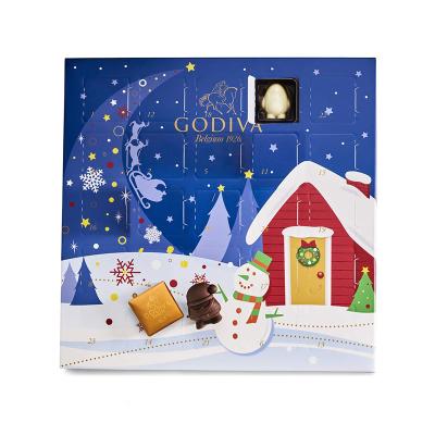 China Recyclable Custom Christmas Beauty Makeup Set Large Empty House Shape Bags Paper Box 24 Pack 25 30 Drawers Advent Calendar Cosmetics for sale