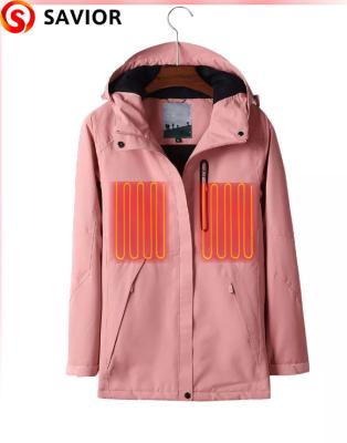 China Anti-wrinkle Fashion Winter Warm Windproof Battery Operated Women Heated Jacket Coat for sale