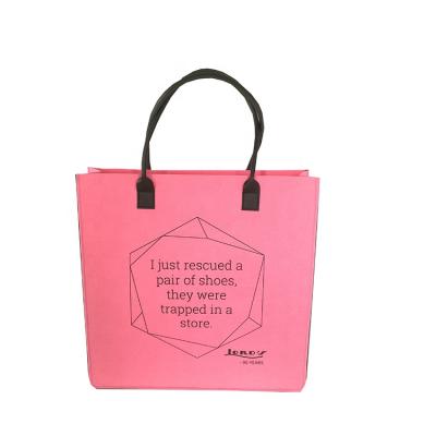 China Women Handbag Pink Solid Felt Handled Storage Bag With Company Logo For Shoe Store Free Shipping for sale