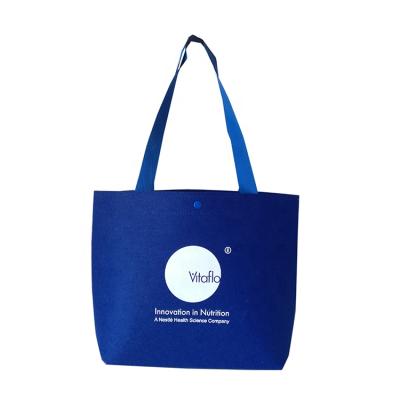 China Personalized Blue Handled Felt Storage Shopping Carrier Bag For Women for sale